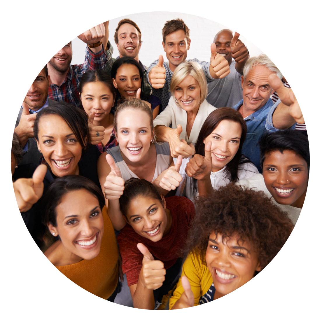 happy-diverse-community-thumbs-up » PEMF Recovery Plus diverse group of people raising their thumbs