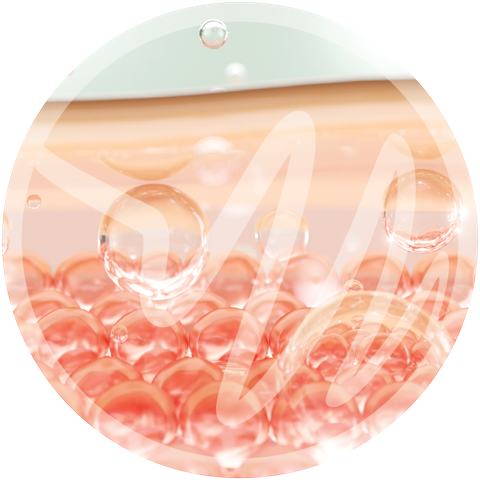 Digital visualization of collagen molecules and hydration spheres in skin tissue.
