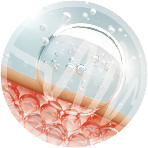Collagen and Hydration Molecule Visualization » PEMF Recovery Plus Artistic depiction of a collagen layer with floating hydration molecules.